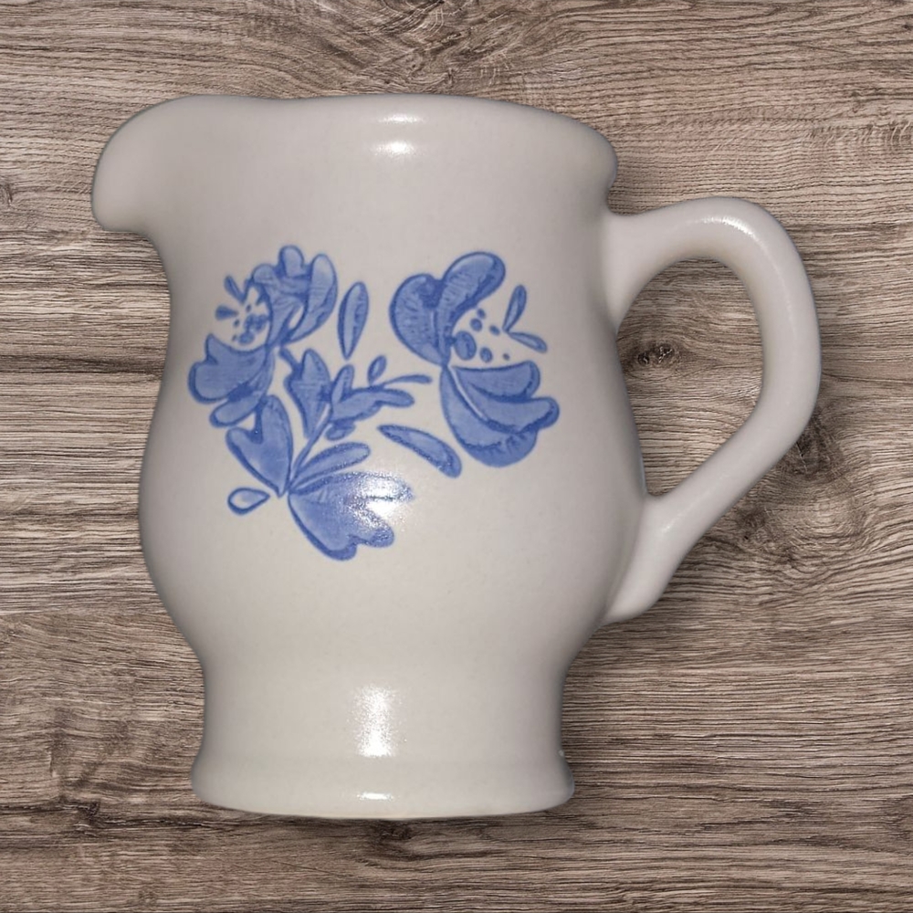 Floral Blue and White Ceramic Pitcher